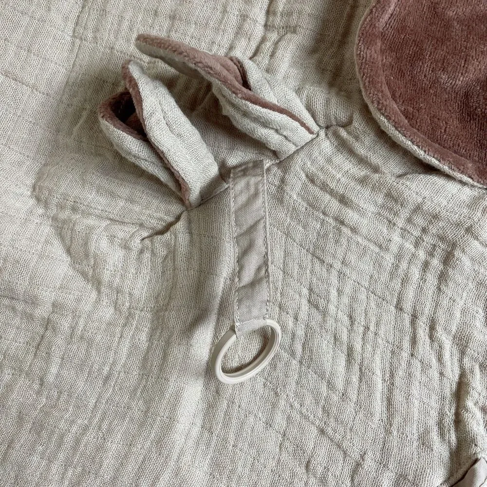 Bibs pacifier holder and lovey, pink bunny ears, Muslim cotton‎